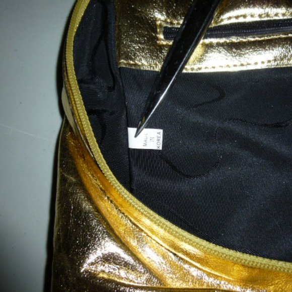 Carlos Falchi Gold Metallic Backpack Bag - Picture 11 of 12
